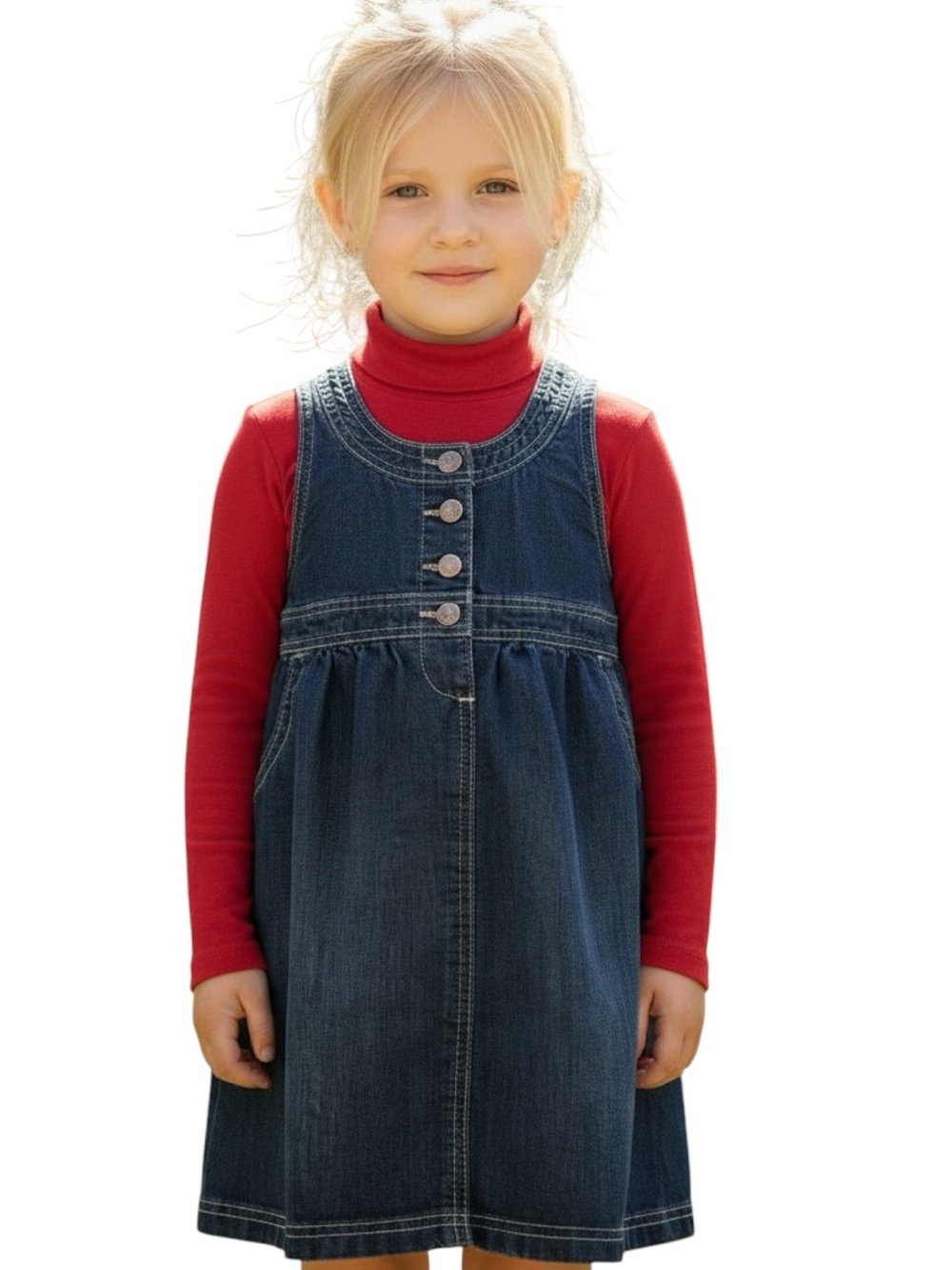 Old Navy Blue Denim Jean Jumper Dress Dark Wash 5T